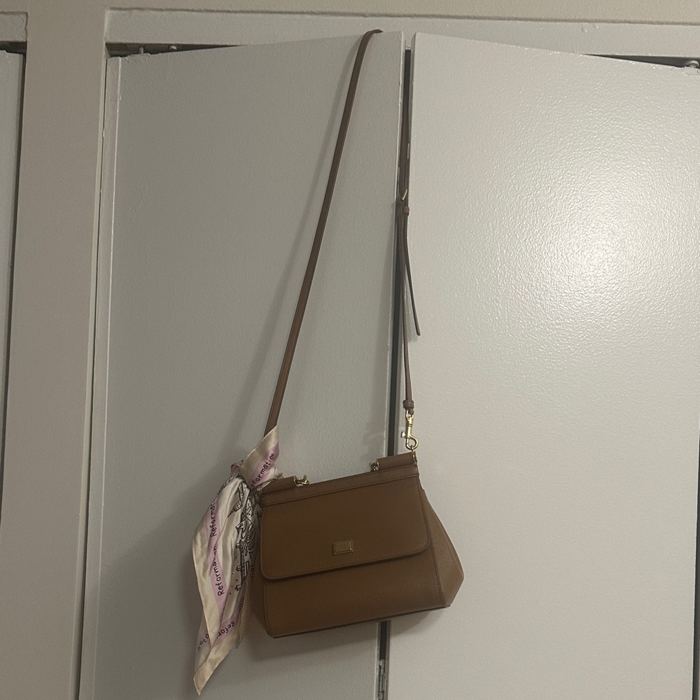 Dolce & Gabbana Tan Crossbody Bag with Scarf Accent